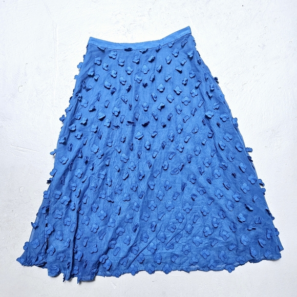 Mauve Anthropologie Sz M Alice Textured Flower Ocean Coastal Flared Layer Skirt - Picture 4 of 12